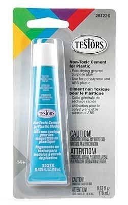 Non-Toxic Cement for Plastics - Carded -- 5/8oz 18mL, All Scales, Testor Corp 281220