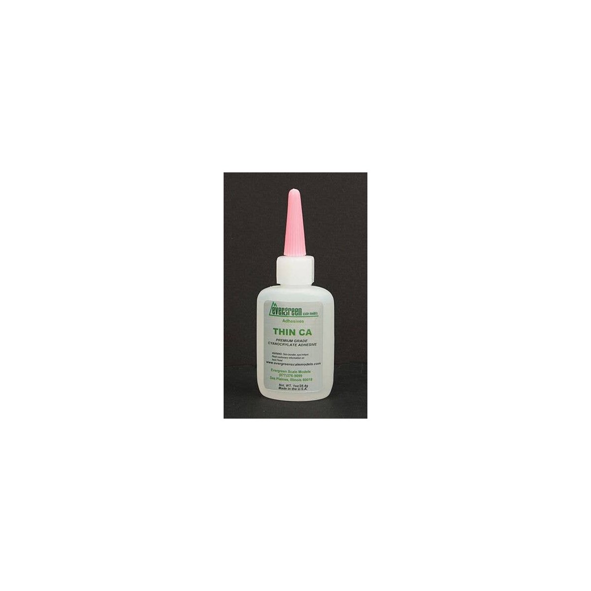 Thin Cyanoacrylate CA Adhesive -- 1oz 29.6mL, All Scales, Evergreen Scale Models 64
