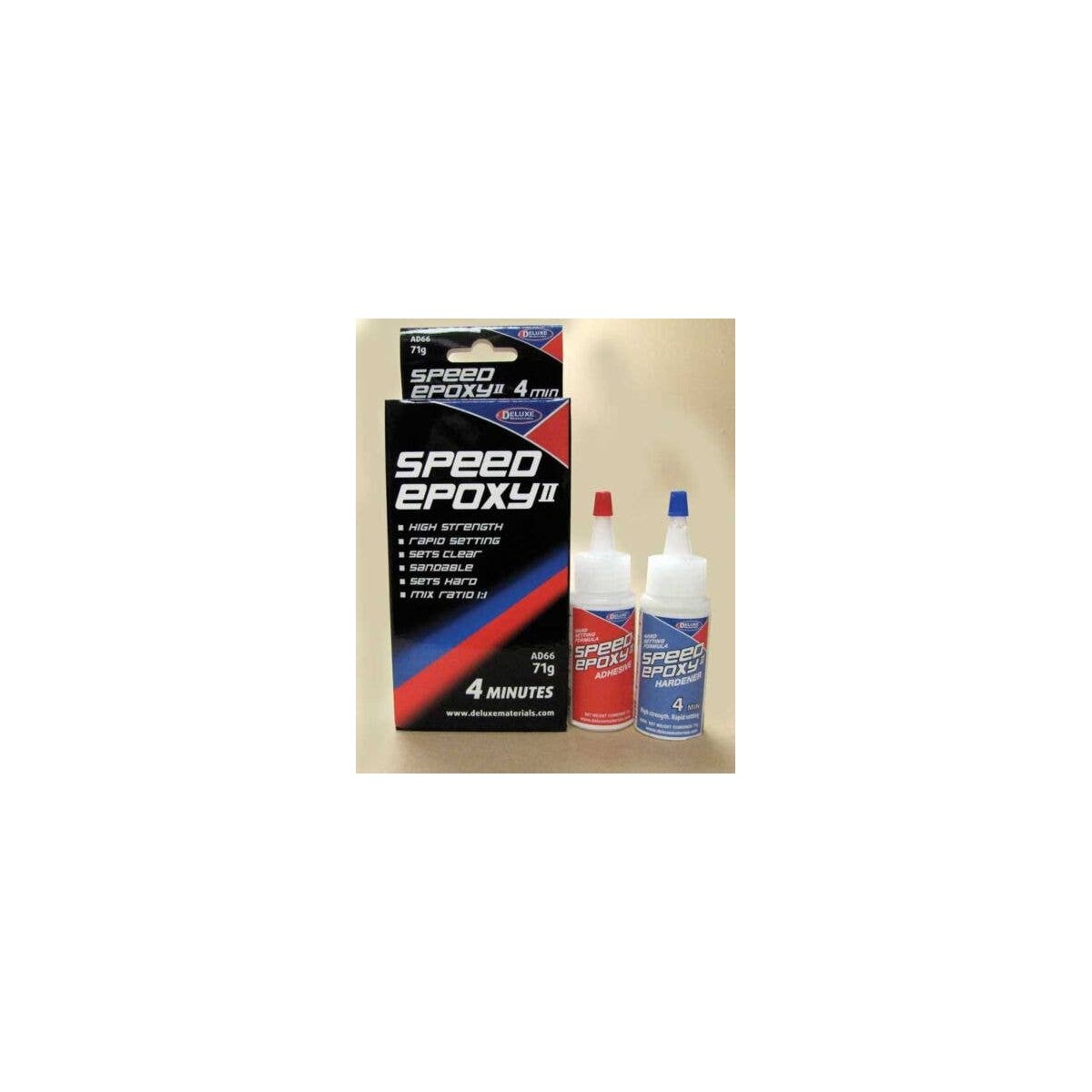 Speed Epoxy II - 4-Minute Set Time -- 2-2/5oz 71g, All Scales, Deluxe Materials Ltd AD66