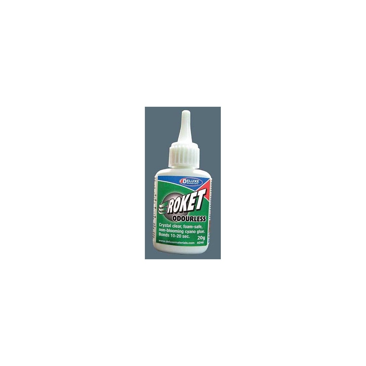 Roket Odourless CA - .7oz 20g -- Foam Safe, Non-Fogging, All Scales, Deluxe Materials Ltd AD46
