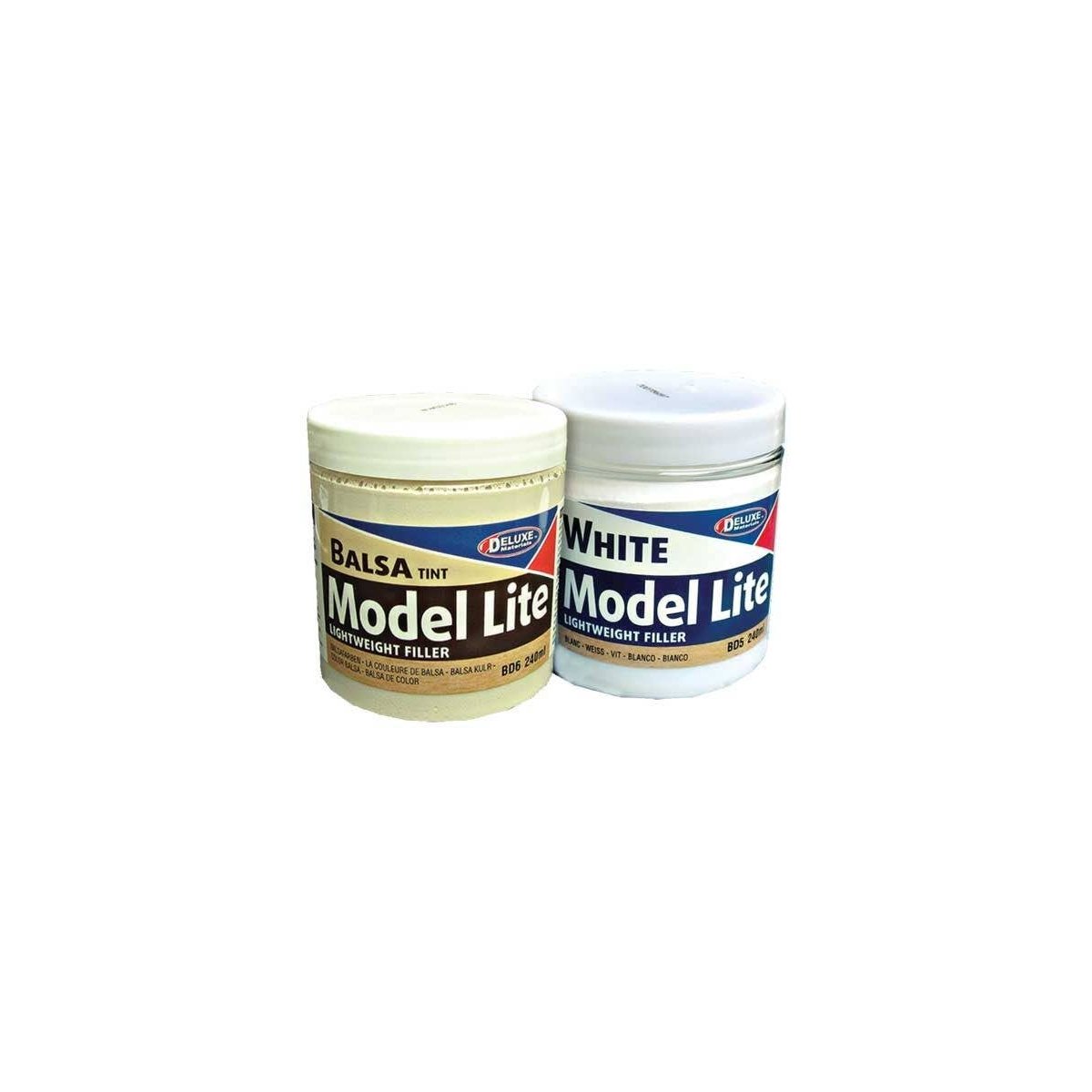 Model Lite Wood Filler - 8.1oz 240mL -- White, All Scales, Deluxe Materials Ltd BD5