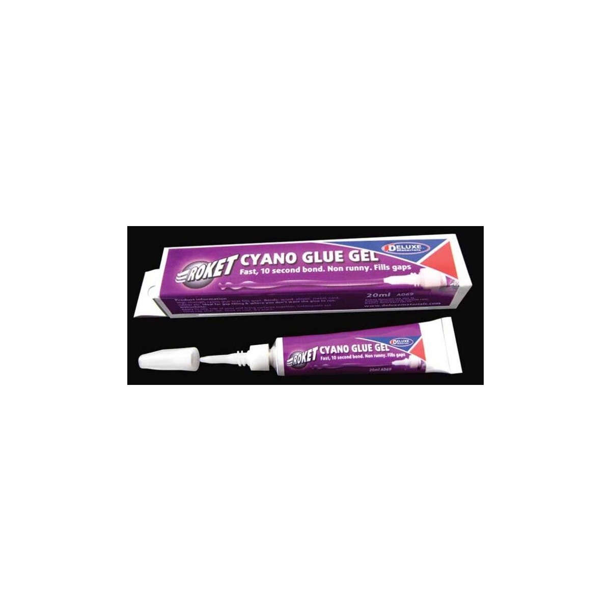 Roket Cyano Gel -- .7oz 20mL, All Scales, Deluxe Materials Ltd AD69