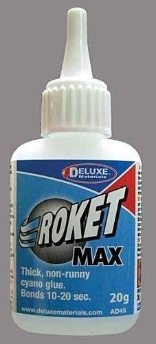 Roket Max CA -- Thick/Gap Filling - .7oz 20g, All Scales, Deluxe Materials Ltd AD45