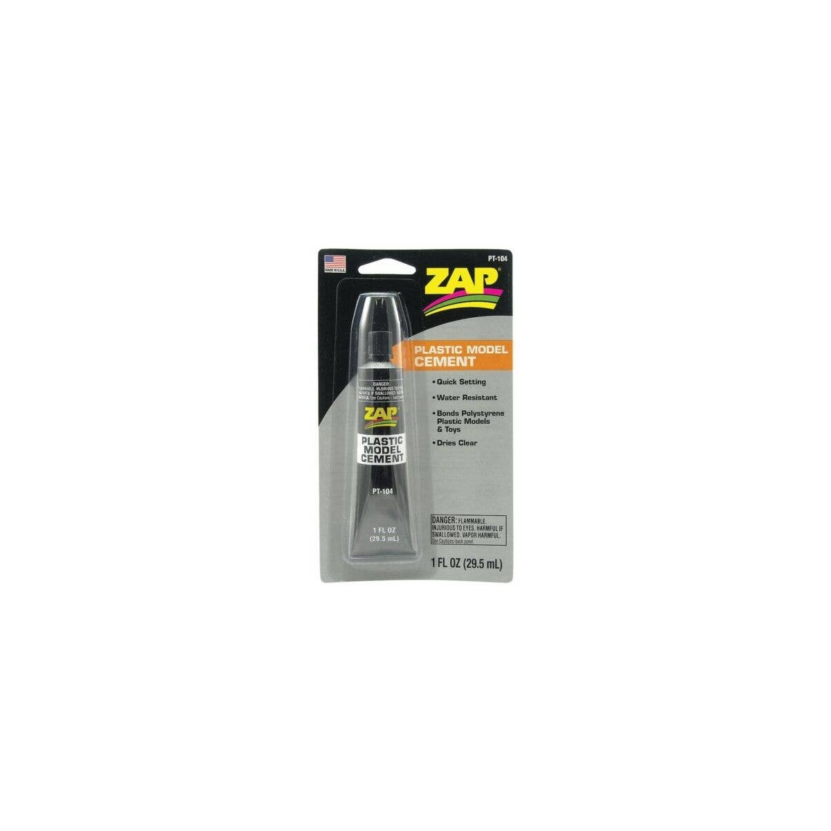 Zap Plastic Model Cement -- 1oz 29.6mL Tube, All Scales, Robart Mfg Inc 104