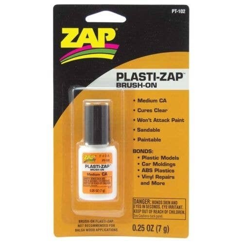 Plasti-Zap Brush-On -- 1/4oz 7.4mL, All Scales, Robart Mfg Inc 102