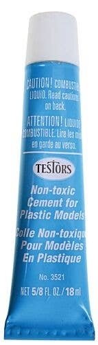 Finished-Product Cement Adhesives -- Plastic Cement (Non-Toxic) - 5/8oz 18.5mL - Tube with E, All Scales, Testor Corp 3521