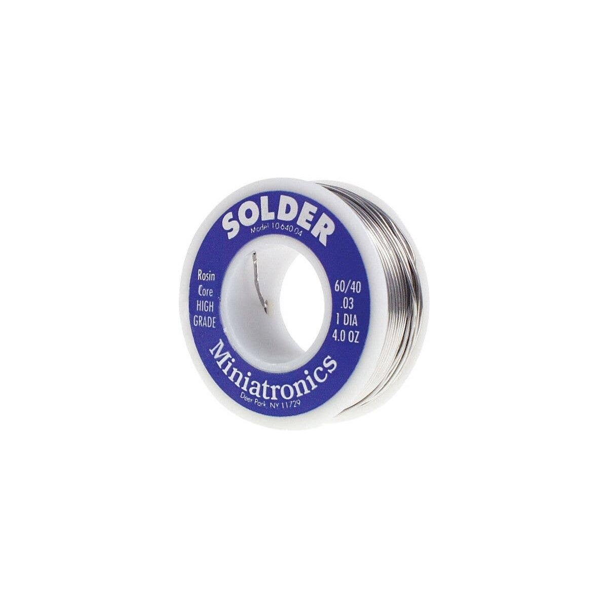 60/40 Rosin Core Solder -- 4oz 113g, All Scales, Miniatronics Corp. 1064004
