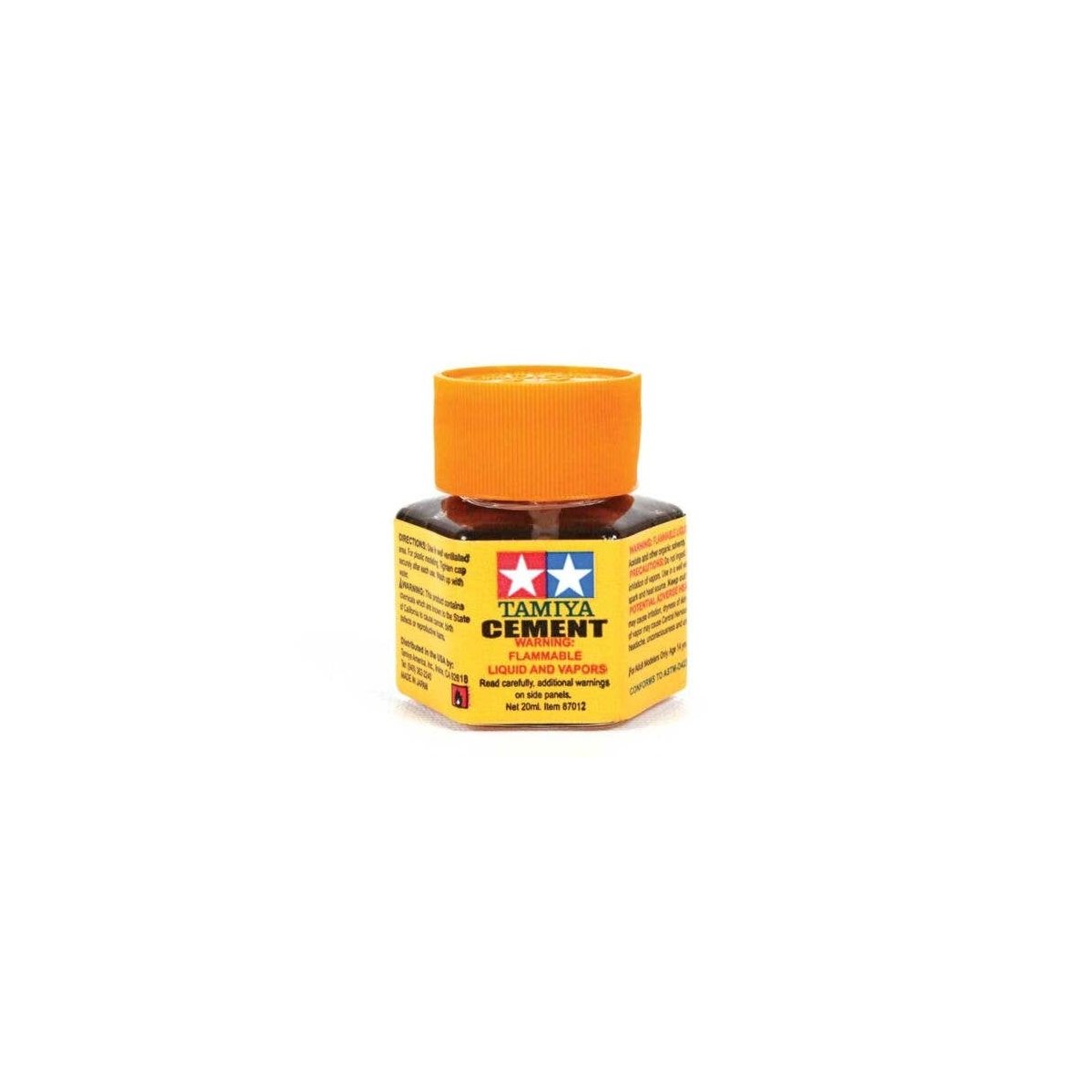 Liquid Plastic Cement with Brush Cap -- 2/3oz 20mL, All Scales, Tamiya Paints 87012