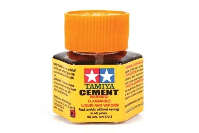 Liquid Plastic Cement with Brush Cap -- 2/3oz 20mL, All Scales, Tamiya Paints 87012