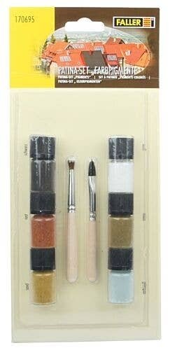 Patina Pigment Set pkg(6) -- Includes 6 10g Bottles Black, White, Rust, Moss, Sand & Verdig, All Scales, Faller Gmbh 170695
