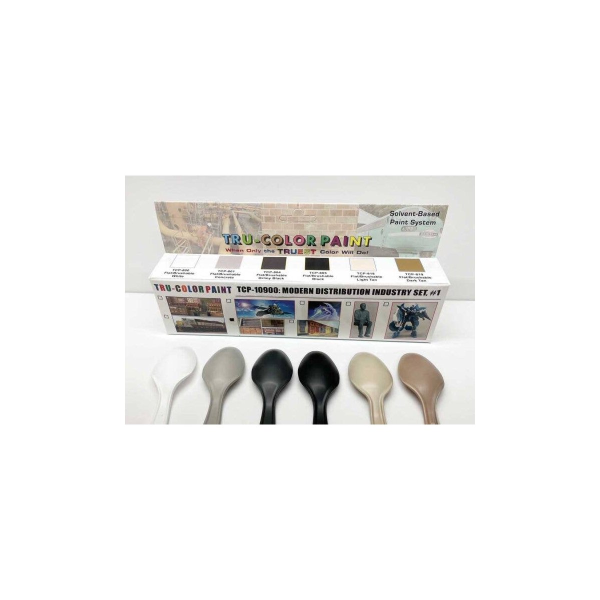 Modern Distribution Industry Paint Set -- 6 Flat Colors for Brush Painting, All Scales, Tru-Color Paint 10900