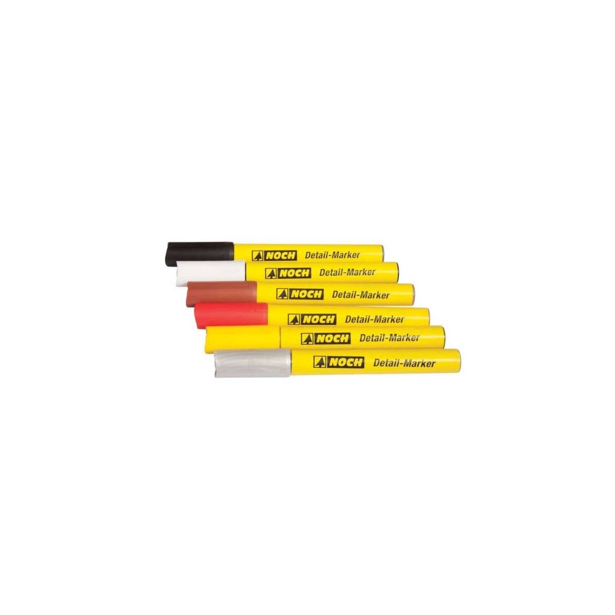 Acrylic Paint Detail Markers -- 1 Each: Black, White, Brown, Red, Yellow, Silver, All Scales, Noch Gmbh & Co 61155