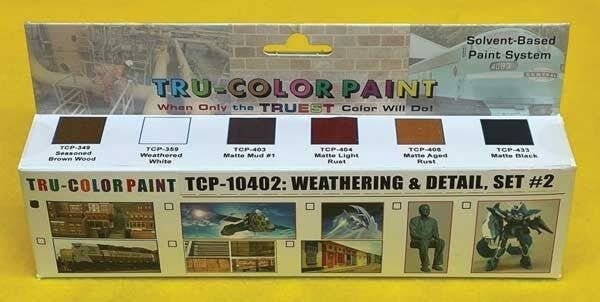 Weathering Paint 6-Color Set - 1oz 29.6ml Bottles -- Set 2 - Includes 1 Each: 349, 359, , All Scales, Tru-Color Paint 10402