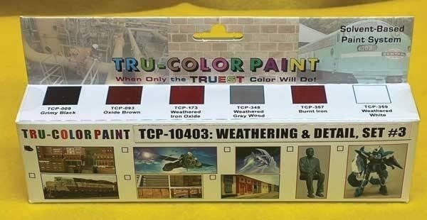 Weathering Paint 6-Color Set - 1oz 29.6ml Bottles -- Set 3 - Includes 1 Each: 9, 93, 173, All Scales, Tru-Color Paint 10403