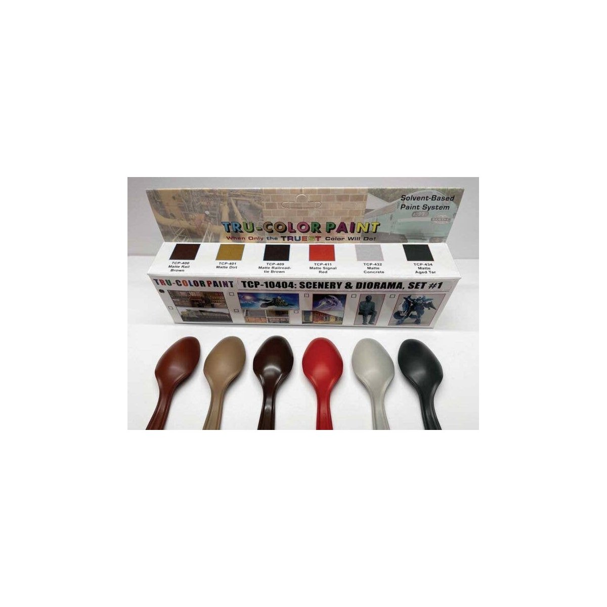 Scenery & Diorama Paint Set 1 -- Includes Matte Colors 709-400, 401, 409, 411, 432 and 4, All Scales, Tru-Color Paint 10404