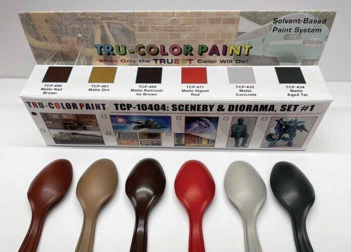 Scenery & Diorama Paint Set 1 -- Includes Matte Colors 709-400, 401, 409, 411, 432 and 4, All Scales, Tru-Color Paint 10404