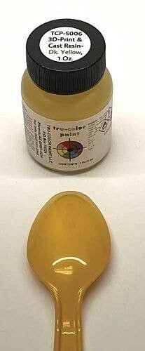 3D Print and Cast Resin Acrylic Paints - 1oz 29.6ml -- Dark Yellow, All Scales, Tru-Color Paint 5006