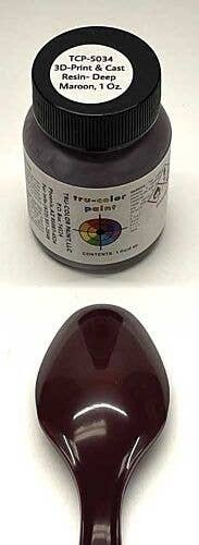 3D Print and Cast Resin Acrylic Paints - 1oz 29.6ml -- Deep Maroon, All Scales, Tru-Color Paint 5034