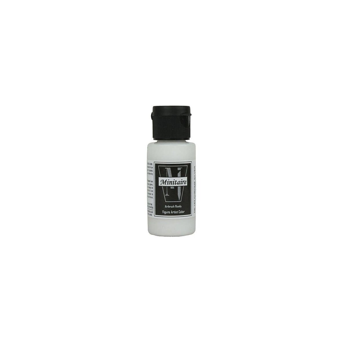 Acrylic Airbrush-Ready Color - Minitaire - 1oz 29.6mL -- Metallic Chrome Silver, All Scales, Badger Air Brush Co D6163