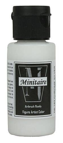 Acrylic Airbrush-Ready Color - Minitaire - 1oz 29.6mL -- Metallic Chrome Silver, All Scales, Badger Air Brush Co D6163