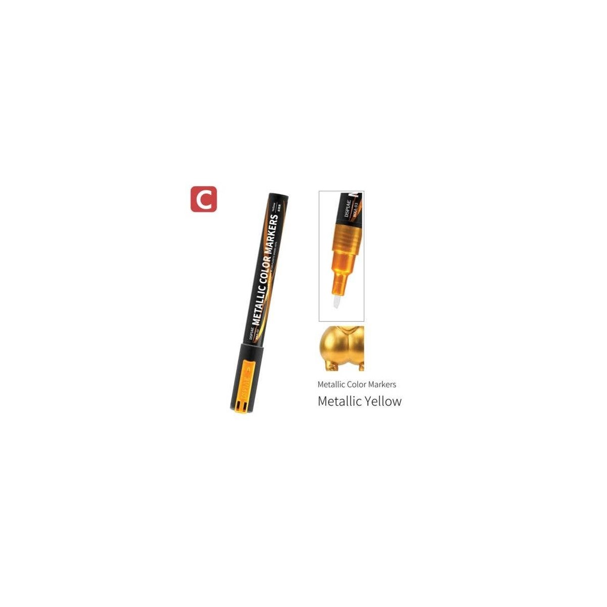 Super Metallic Color Paint Marker -- Metallic Yellow, All Scales, DSPIAE MKA03