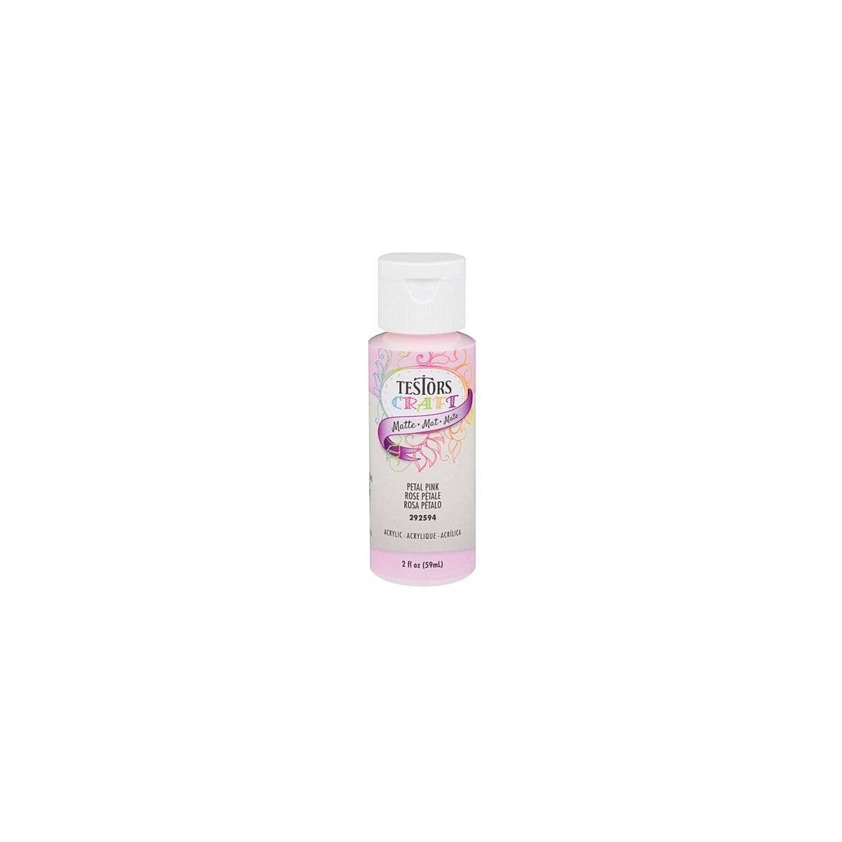 Testors Craft(R) - Acrylic Paints - 2oz 59.1mL - Bottle -- Petal Pink (Matte Finish), All Scales, Testor Corp 292594