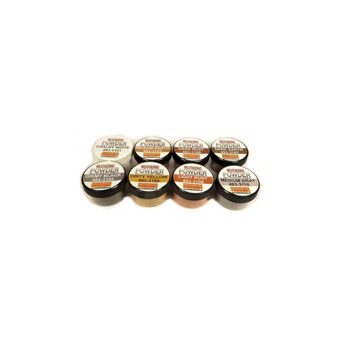 Colored Weathering Powder Assortment -- 8 Colors Each: 1oz 28.3g, All Scales, Monroe Models 3100