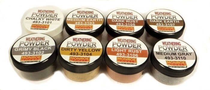 Colored Weathering Powder Assortment -- 8 Colors Each: 1oz 28.3g, All Scales, Monroe Models 3100