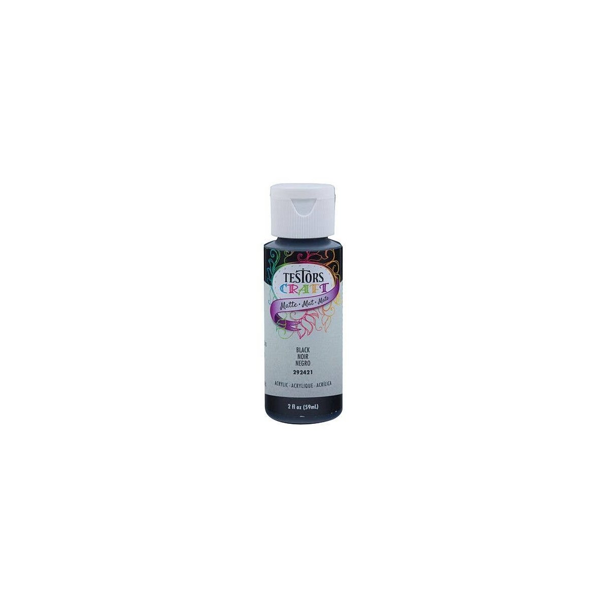 Testors Craft(R) - Acrylic Paints - 2oz 59.1mL - Bottle -- Black (Matte Finish), All Scales, Testor Corp 292421A