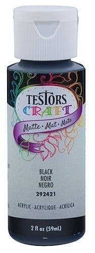 Testors Craft(R) - Acrylic Paints - 2oz 59.1mL - Bottle -- Black (Matte Finish), All Scales, Testor Corp 292421A