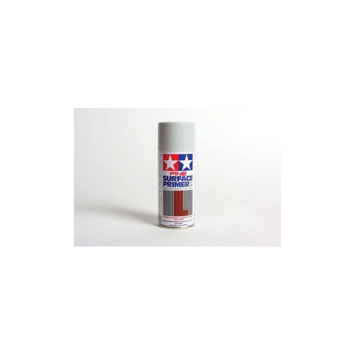 Fine Surface Primer L For Styrene & ABS Plastic -- Spray Can - Light Gray - 6.1oz 100mL, All Scales, Tamiya Paints 87064