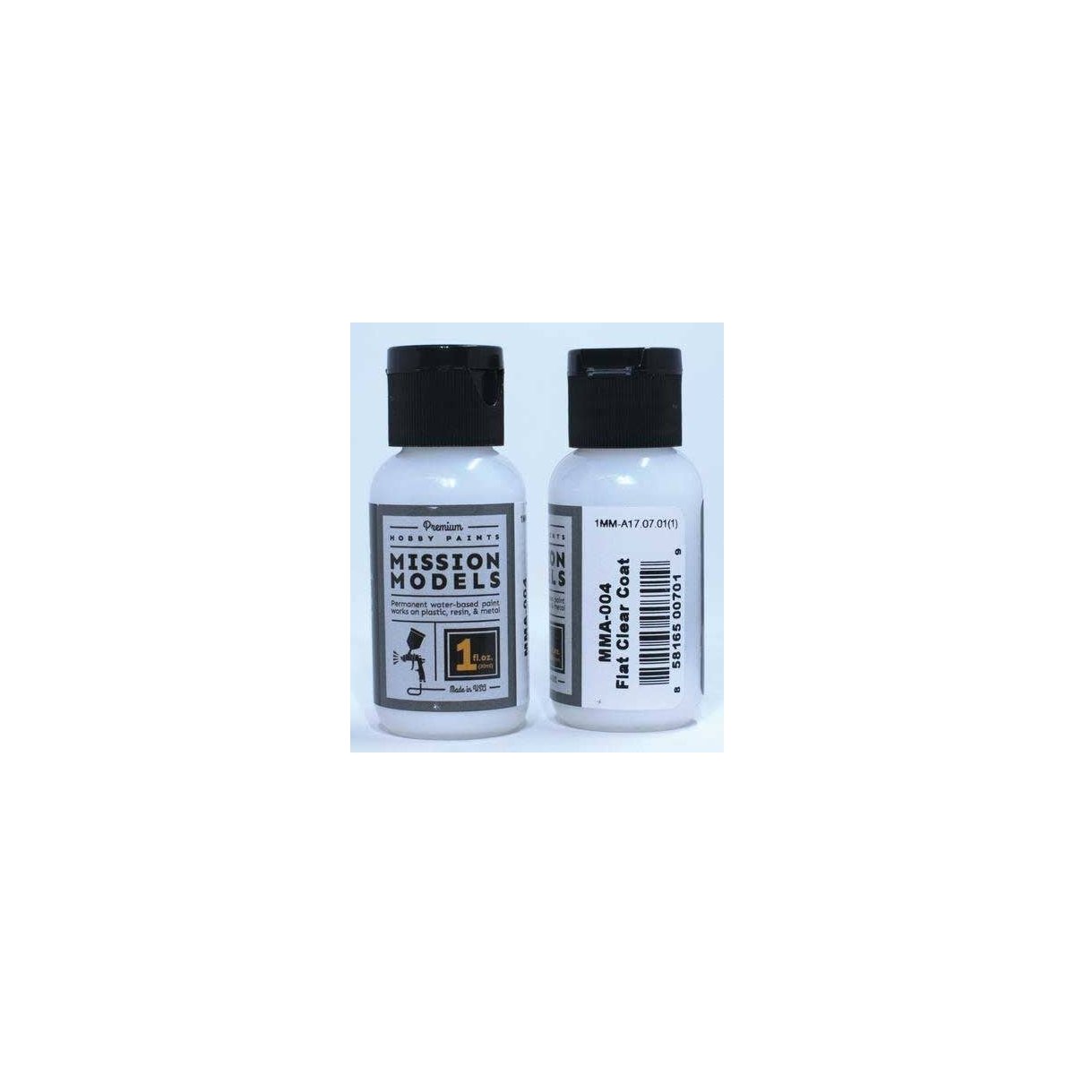Water-Based Acrylic Paint 1oz 29.6ml -- MMA-004 Flat Clear Coat, All Scales, Mission Models A4