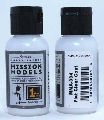 Water-Based Acrylic Paint 1oz 29.6ml -- MMA-004 Flat Clear Coat, All Scales, Mission Models A4