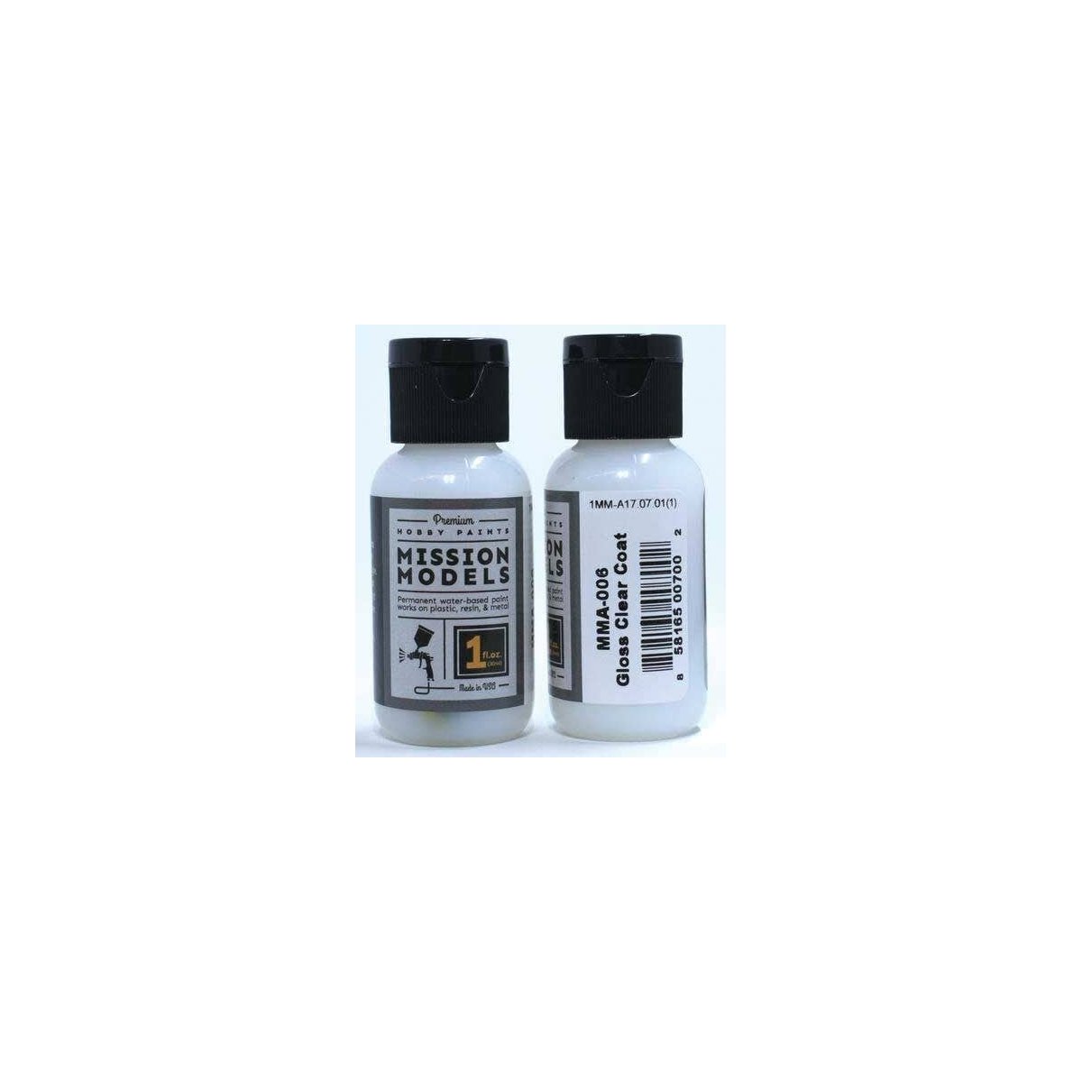 Water-Based Acrylic Paint 1oz 29.6ml -- MMA-006 Gloss Clear Coat, All Scales, Mission Models A6