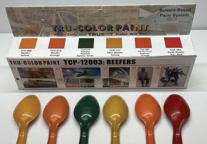 Reefers Railroad Paint Set - 6 1oz 29.6ml Bottles -- 1 Each: 709-69, 70, 78, 177, 280, , All Scales, Tru-Color Paint 12003