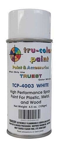 Aerosol Spray Paint 4.5oz 135ml Can -- Gloss White, All Scales, Tru-Color Paint 4003