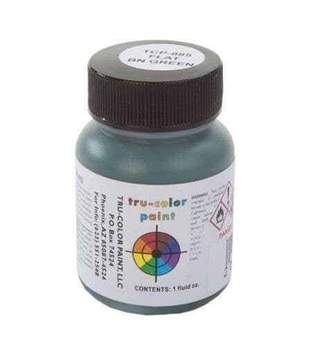 Flat Brushable Color Acrylic Paints - 1oz 29.6ml -- Burlington Northern Green, All Scales, Tru-Color Paint 885