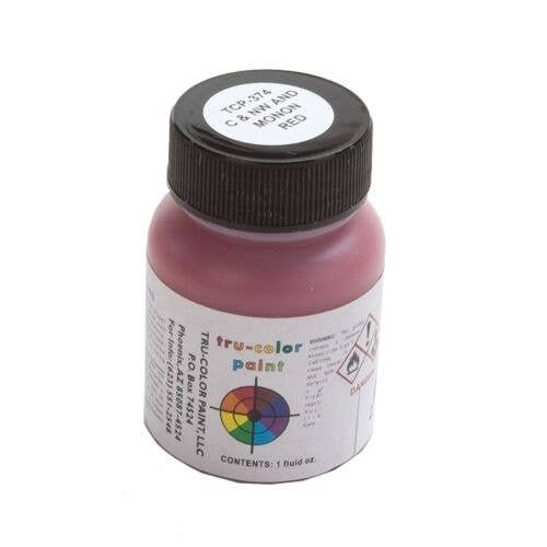 Railroad Color Acrylic Paints - 1oz 29.6ml -- Chicago & North Western Maroon-Red, All Scales, Tru-Color Paint 374