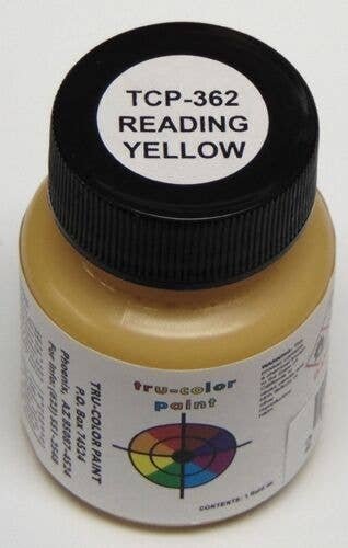 Railroad Color Acrylic Paints - 1oz 29.6mL -- Reading Yellow, All Scales, Tru-Color Paint 362