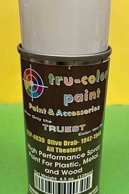 Aerosol Spray Paint 4.5oz 135ml Can -- Matte Olive Drab 1942-1944 All Theatres, All Scales, Tru-Color Paint 4030