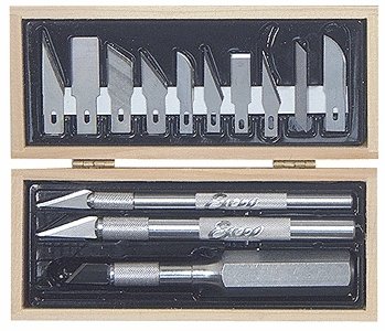 Knife Sets -- Wooden Box Craftsman Set, Carded, All Scales, Excel Hobby Blades Corp. 44283