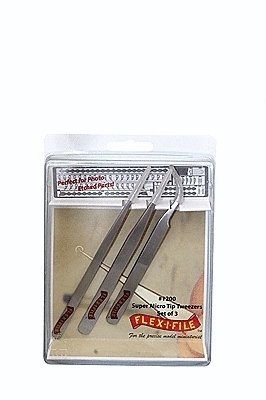 Stainless Steel Tweezer Set -- 2 straight, 1 curved, All Scales, Profile Accessories Inc. 1200
