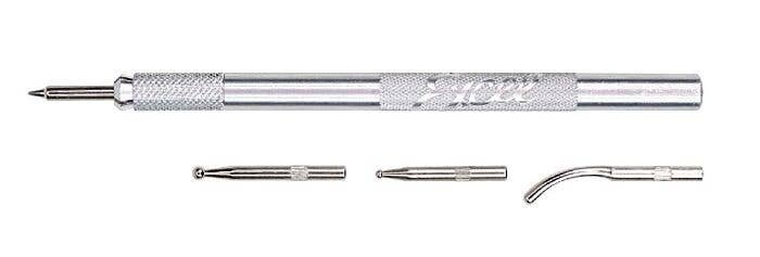 Aluminum Handle Burnishing Set -- Carded, Comes w/4 Interchangeable Tips (1/32′, All Scales, Excel Hobby Blades Corp. 30605