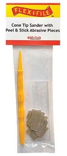Cone-Tip Sander -- 400 Grit Abrasive Pieces (10) & Handle, All Scales, Profile Accessories Inc. CS400
