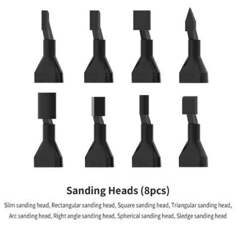Sanding Head For Reciprocating Sander -- 8 Heads: Rectangle, Slim, Square, Triangle, Arc, Right An, All Scales, DSPIAE RA10