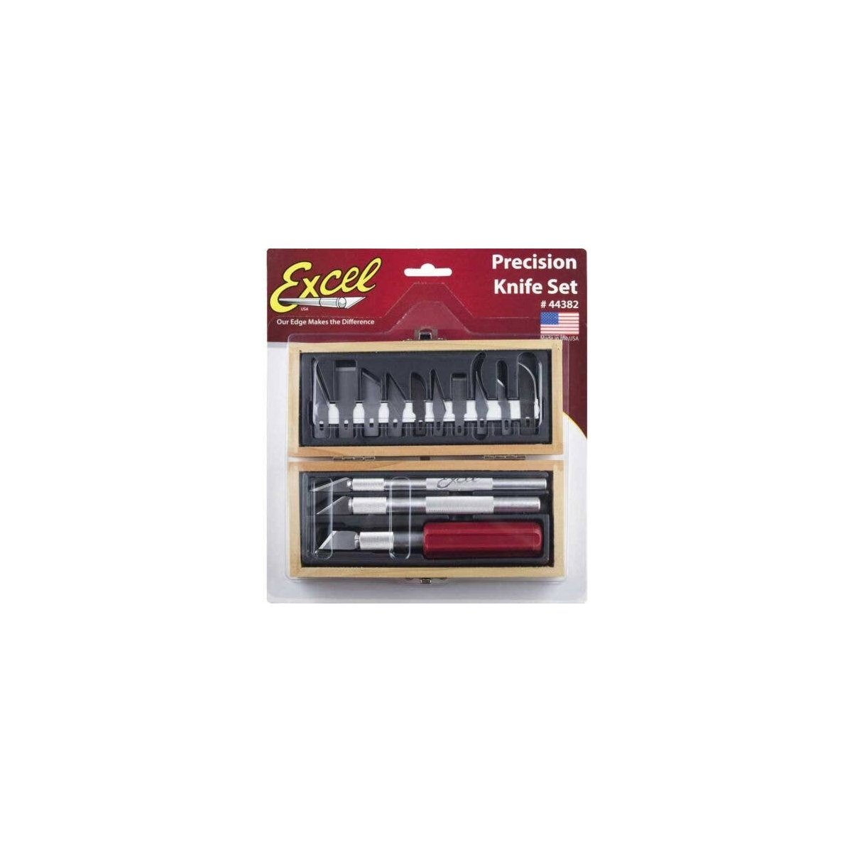 Hobby Knife Set -- Wooden Box, Carded, All Scales, Excel Hobby Blades Corp. 44382
