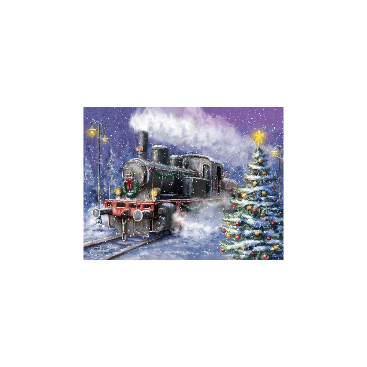 Christmas Train Note Cards -- pkg(2), All Scales, Train Enthusiast Vendors 93209