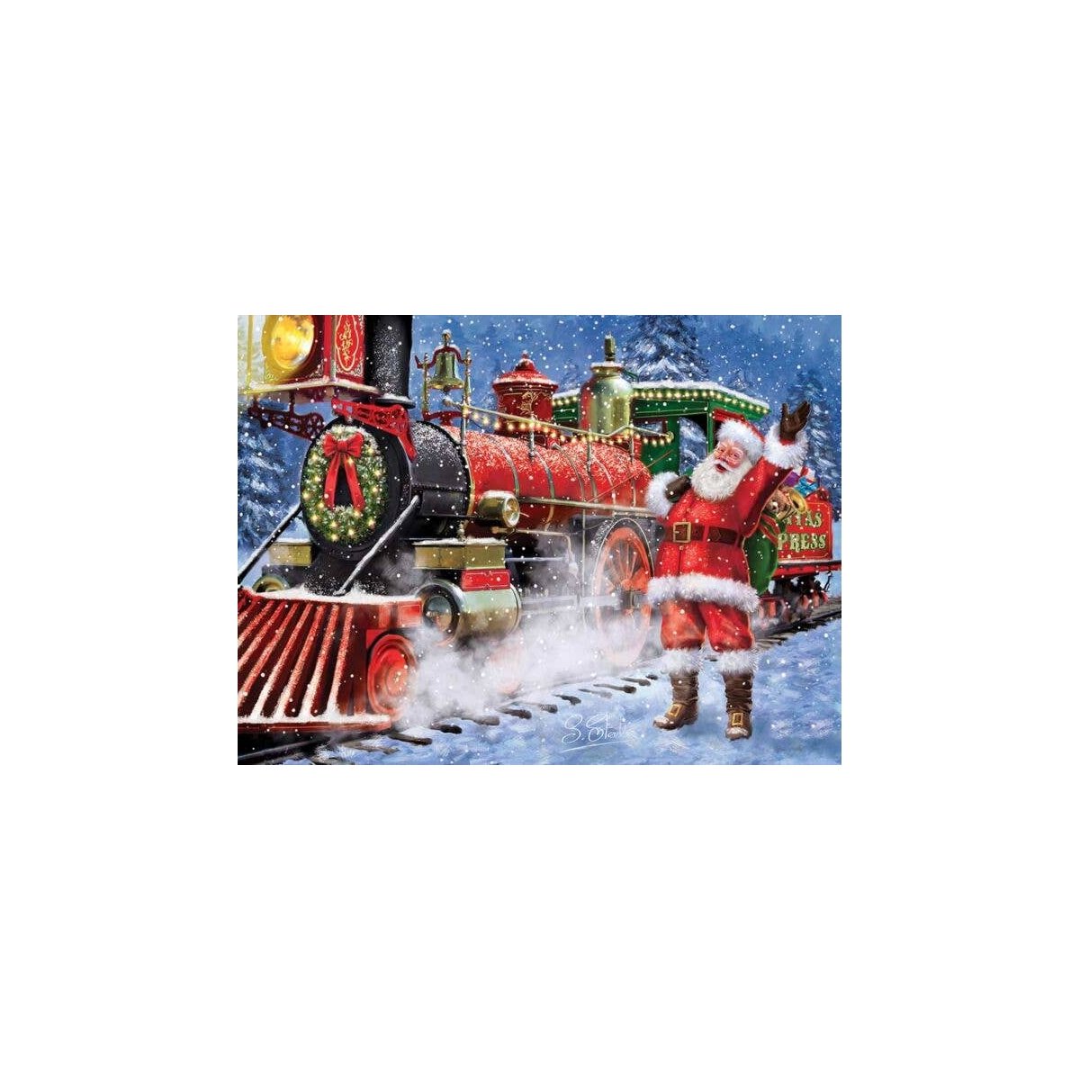Santa`s All Aboard Jigsaw Puzzle -- 1000 Pieces - 20 x 27` 50.8 x 68.8cm, All Scales, Train Enthusiast Vendors 42040