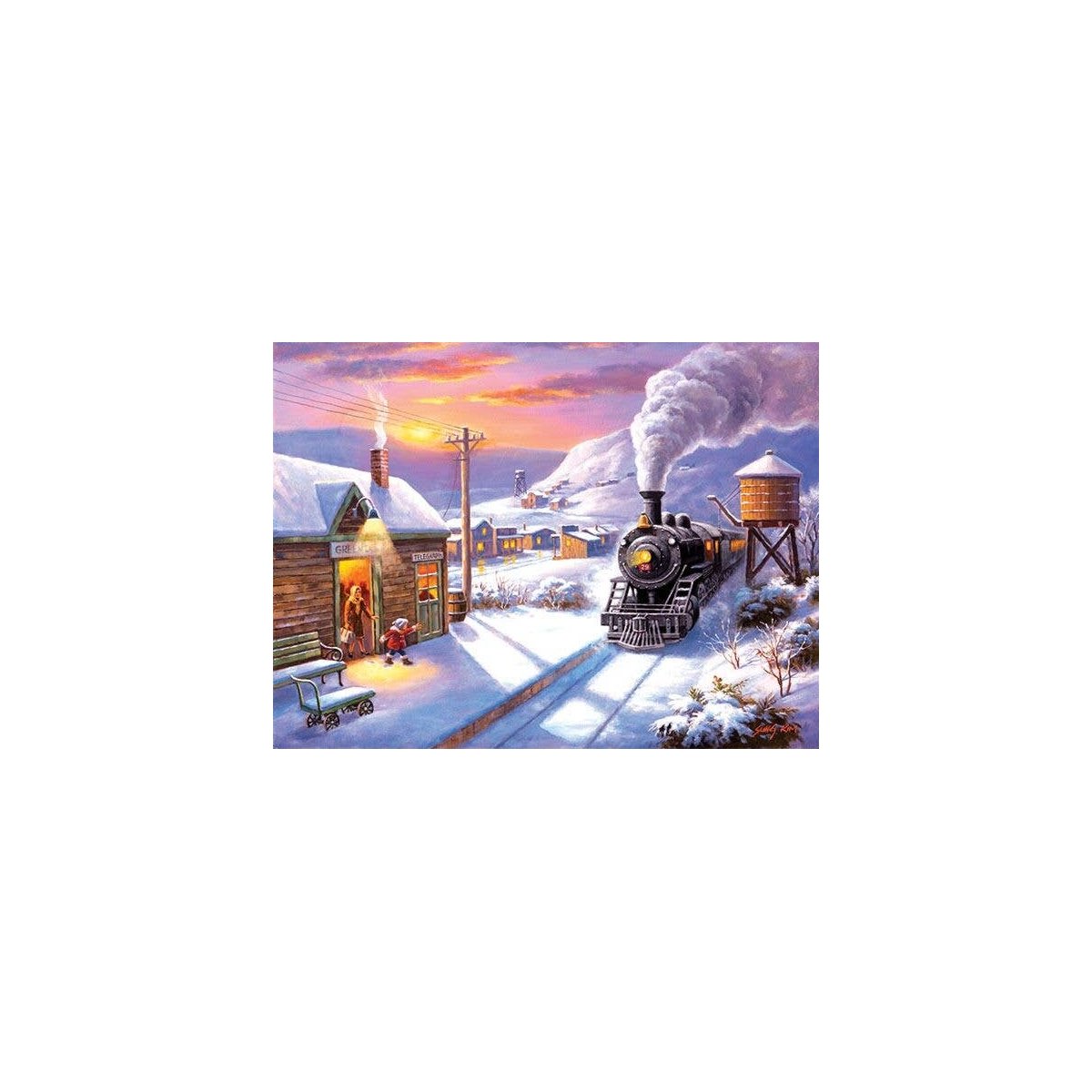 Greenville Depot Jigsaw Puzzle -- 1000 Pieces, 20 x 27′ 508. x 68.6cm, All Scales, Train Enthusiast Vendors 36673