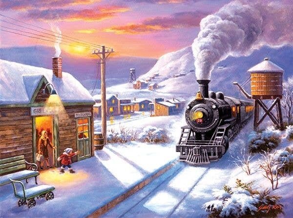 Greenville Depot Jigsaw Puzzle -- 1000 Pieces, 20 x 27′ 508. x 68.6cm, All Scales, Train Enthusiast Vendors 36673